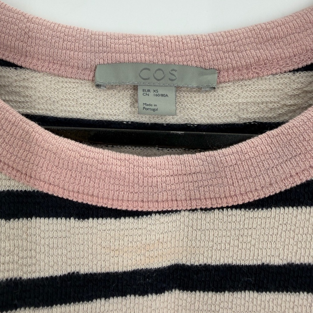 Cos Contrast Neck Pink Collar Striped Long Sleeve Top - Picture 5 of 7